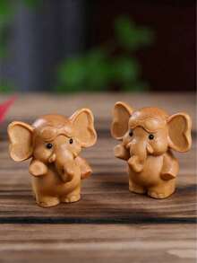 Madebyblanc Hand-Carved Chinese Cypress Wood Elephant Figurine, Auspicious "Elephant Facing Heaven" Sculpture For Wealth And Good Luck, Solid Wood Decorative Car Ornament Or Desk Decor, Exquisite Craftsmanship With Natural Wood Grain, Wooden Elephant Figurine Hand Carved Solid Wood Desktop Ornament Home Office Decor Natural Grain Collectible(The Color Of The Wood Products In Each Batch Is Different, Please Refer To The Actual Object) - Multicolor - View 14