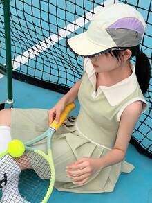 DAZY 女童休闲Polo领上衣和裙子套装，运动装 - 綠色 - 查看 3