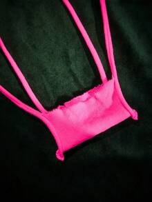 SpicyHot Y2K霓虹绿透视高弹网纱性感连体裤（女款） - 玫紅色 - 查看 6