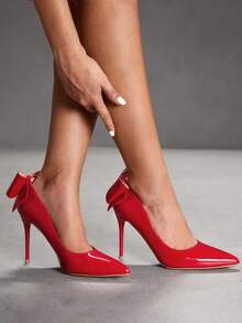 CUCCOO SZL 女士时尚高跟尖头蝴蝶结高跟鞋，适合通勤、约会、派对、婚礼等场合，春季鞋履，春假、复活节、舞会、圣诞节等场合皆宜。 - 紅色 - 查看 7