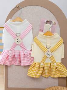 PETSIN 狗狗服装、猫咪服装、动物裙装、宠物春夏新品系列、幼犬连衣裙、公主风百搭连衣裙、条纹印花、小型动物服装、清凉防晒霜 - 彩色 - 查看 4