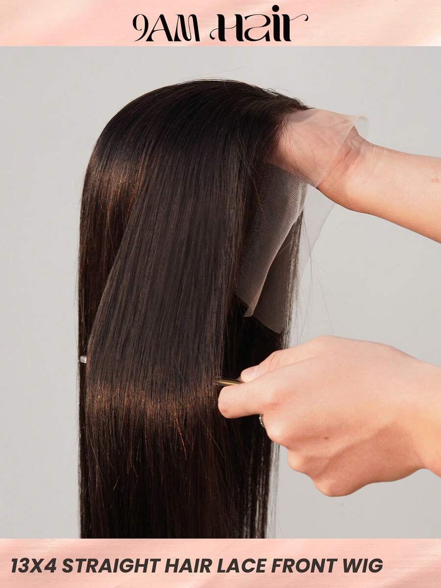 Density Pro Parrucca frontale in pizzo trasparente dritta 13x4 in capelli umani, densità 250%, capelli naturali pre-sfoltiti, installazione naturale per donne, colore naturale - Adatta per matrimoni, balli, affari, ufficio, gala, eventi formali, colloqui di lavoro, lauree, appuntamenti, campus, vacanze, viaggi, festival, spiaggia, campeggio, vacanze, stili di moda eleganti e classici Y2K, outfit estivi, vibes da vacanza - SNatural - Visualizzare 1