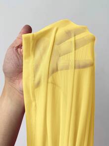 SHEIN EZwear 女士极简主义垂褶领口下摆迷你连衣裙，奶油黄性感连衣裙 - 鵝黃色 - 查看 7