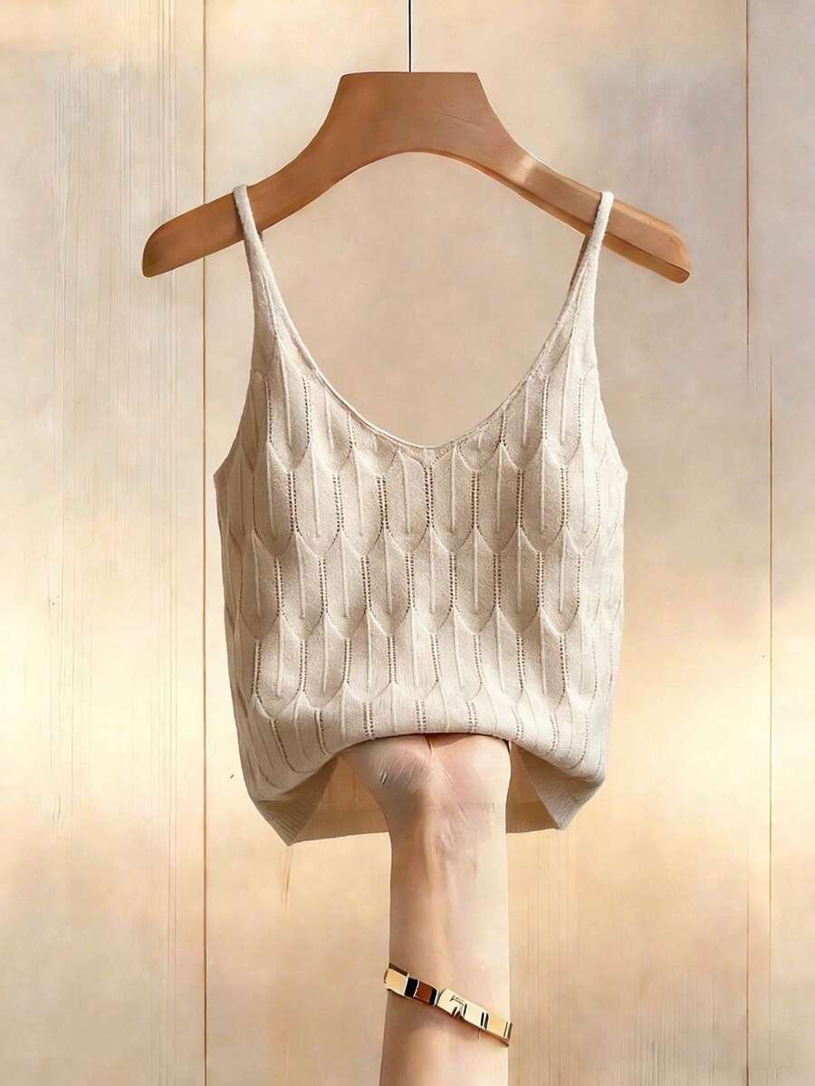 Chiquease Top tejido de tirantes unicolor - Albaricoque - Ver 1