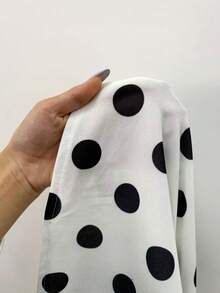 GlowEve 教师节无袖V领双排扣A字型拼接波点优雅浪漫精致休闲通勤连衣裙（女款） - 黑與白 - 查看 4