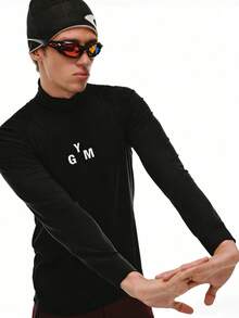 Acti Log Men's Casual Comfortable Quick-Dry Turtleneck Sports T-Shirt - Dark Grey - View 6