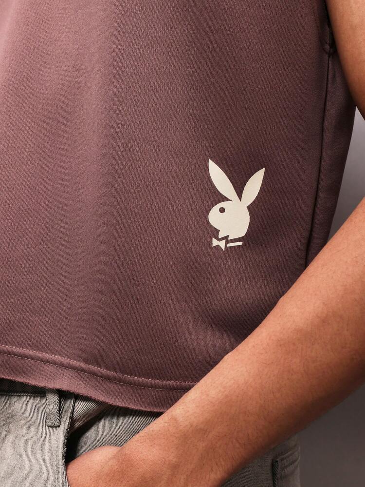 PLAYBOY X SUMWON Men's Sleeveless V-Neck Tank Top With Bunny Logo Casual Summer Essentials Regular Fit