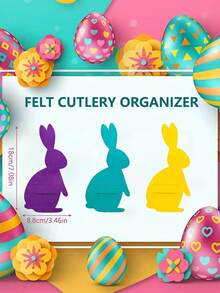 Zazumi 10pcs Easter Felt Cutlery Bag, Colorful Rabbit Cutlery Clip, Easter Placemat, Cutlery Storage Ornament Set, Spring Easter Decorative Items, Suitable For Easter Table Decoration - Multicolor - View 2