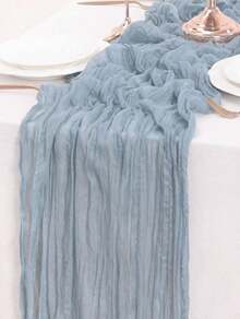 1pc 35 * 71/118/157 Inch Cheese Cloth Table Runner And Napkins, Bohemia Gauze Cheesecloth Tablecloth,Countryside Transparent Table Runner, Bohemian Style Table Runner Suitable For  Christmas For Holiday Gift Giving - Dusty Blue - View 5
