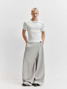 TOKVUE This One Is Nice! Men's Slim Fit Casual Versatile Basic Crew Neck Short Sleeve T-Shirt, Perfect For Pairing With Baggy Pants, Spring To Summer, Summer Tops, Summer Outfits, Holiday Outfits, Vacation Outfits, - Khaki - View 3