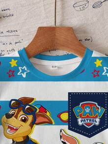 SHEIN | PAW Patrol Young Boys' Minimalist Print Round Neck Short Sleeve T-Shirt - White - View 5