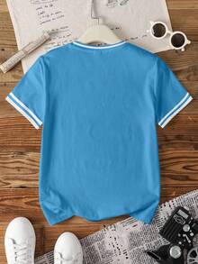 Blippi X SHEIN 男童极简印花圆领短袖T恤 - 白色 - 查看 2