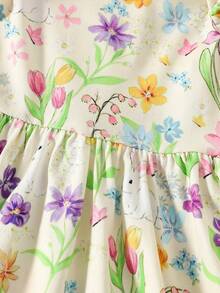 SHEIN 2pcs/Set Newborn Baby Girls' Dresses,Ditsy Floral & Yellow Heart Pattern Ruffle Sleeve,Cute Summer Soft Summer Colour Palette For Photo Shoot Parties - Multicolor - View 5