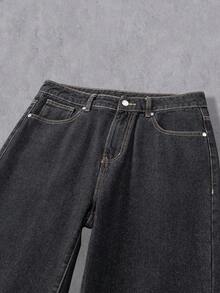 Manfinity Denimwave Jeans de mezclilla negra desgastada con efecto de bigotes de gato para hombre - Negro - Ver 8