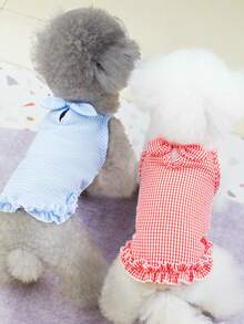 PETSIN 狗狗服装、猫咪服装、动物裙装、宠物春夏新品系列、幼犬连衣裙、公主风百搭连衣裙、条纹印花、小型动物服装、清凉防晒霜 - 彩色 - 查看 3