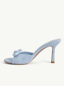 CUCCOO CHICEST 女士时尚优雅派对及通勤蝴蝶结装饰高跟凉鞋 - 藍色 - 查看 5