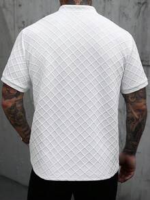 Manfinity CasualCool Áo polo nam tay ngắn, màu trơn, chất liệu vải có họa tiết, kiểu dáng thường ngày, thích hợp đi làm, mùa hè. - trắng - Xem 3