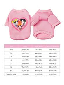 THE POWERPUFF GIRLS X PETSIN 1件装，3个小女孩踢足球，爱心印花宠物无帽，粉色秋冬加厚保暖宠物衣服 - 粉色 - 查看 4