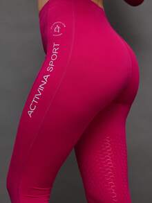 Activina Women's Fitted Casual Breathable Letter Print Equestrian Outfit - Hot Pink - View 3