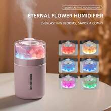 Eternal Flower Mini Humidifier | 2-Speed Mist Mode USB Humidifier | 7-Color LED Night Light | Quiet Operation Desktop Humidifier | Auto-Shut Off Aromatherapy Diffuser - Multicolor - View 5