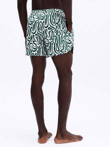 SUMWON Beach Vacation Swim Trunks With Abstract Wave Pattern Side Pockets Summer Swimming Casual Swimwear - Multicolor - View 2