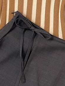 Muvela Spring/Summer New Gray One-Piece Layered Tie-Up Bow Design Sweet Cute Collegiate Style Women Skirt Shorts - Dark Grey - View 3