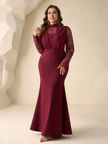 Coutiva 高端晚礼服、正式礼服、优雅新娘母亲礼服 - 酒紅色 - 查看 3