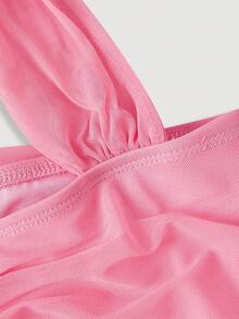 X Belle Mariano MOD Vestido sin mangas con pliegues asimétricos de estilo vintage para mujer - Rosa - Ver 4