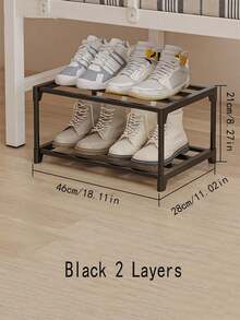 1PC Steel Pipe & Plastic Simple Shoe Rack, Space-Saving Under-Bed Shoe Storage Organizer, Multi-Tier Entryway Shoe Rack - Multicolor - View 4