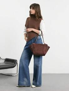 SHECARRY Women's Fashionable Versatile Shoulder Bag, Suitable For Daily Commute, Travel, Shopping, And Strolling - Coffee - View 8