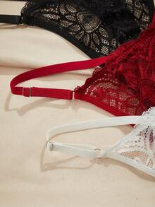 Charlaine 3pcs Lace Patchwork Simple Lace Panties, Lightweight Underwear, Romantic French Style, Elegant & Refined Women's Thong - Multicolor - View 4