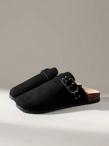 Solecia Women's Casual Versatile Commute Simple Buckle Flats - Black - View 3