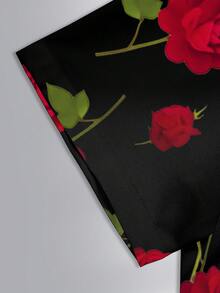 Manfinity RSRT Camisa de manga corta con botones delanteros y estampado de flores de rosa, para hombre, casual de verano - Multicolor - Ver 4