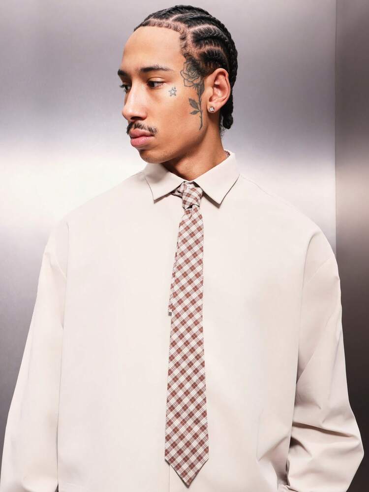 PLAYBOY X SUMWON Cropped Long Sleeve Shirt With Check Tie
