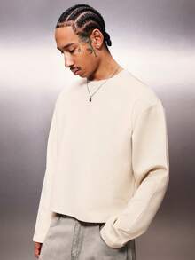 PLAYBOY X SUMWON Oversized Long Sleeve Crew Neck T-Shirt With Logo Print Casual Streetwear Top For Everyday Comfort And Style - Khaki - View 4