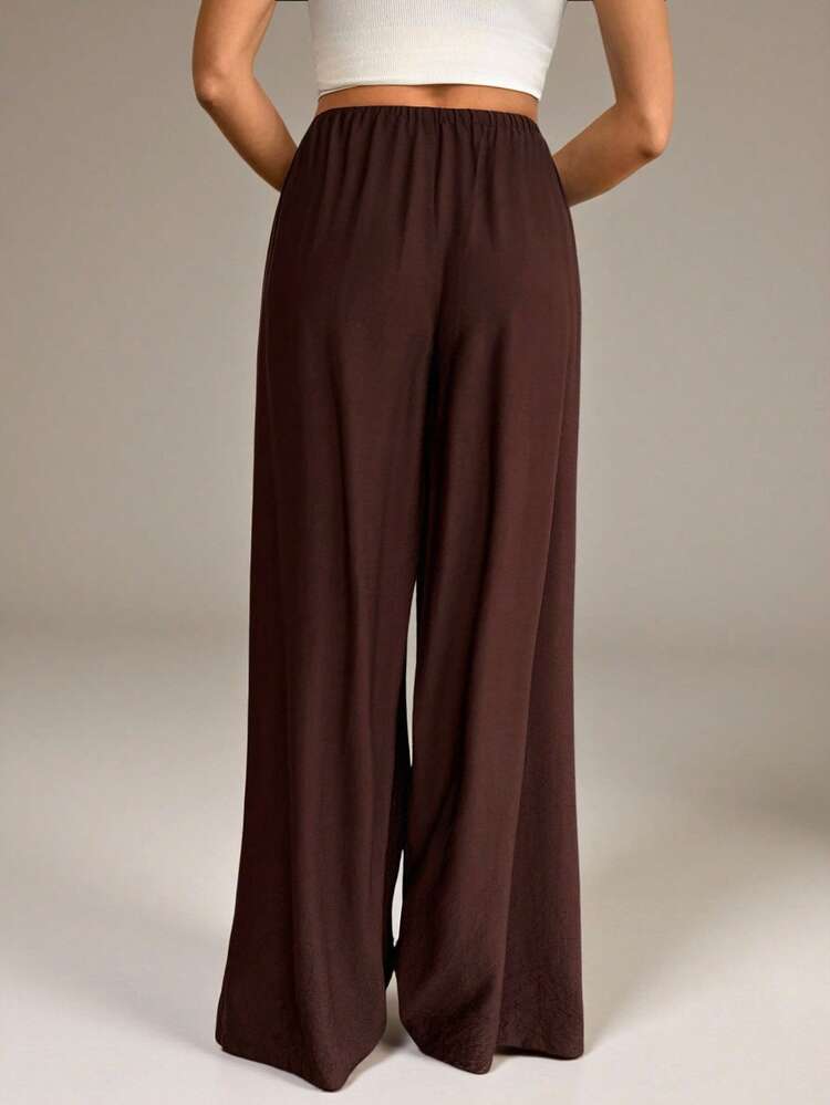 SHEIN Tall Spring & Summer Women Romantic/Prom/Formal/Birthday/90s /Business Casual Woman/Elegant/Western Wear/Going Out/Fashion/Casual/Y2k /Club/Office /Cocktail/Vintage/Bodycon/Rave Festival/Funny/Classy/Old Money/Streetwear/Vacation /Country Concert /Work /Modest/Spring Break/Bachelorette /Concert/Baddie/Basic/Graduation/Low Rise/Baggy/Straight Leg/Wide Leg/Pants - Brown - View 2