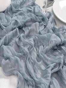 1pc 35 * 71/118/157 Inch Cheese Cloth Table Runner And Napkins, Bohemia Gauze Cheesecloth Tablecloth,Countryside Transparent Table Runner, Bohemian Style Table Runner Suitable For  Christmas For Holiday Gift Giving - Dusty Blue - View 7
