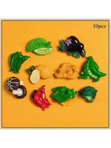 1个/3个/4个/5个/5个-1/6个/6个-1/7个/8个/9个/10个/10个-款式1/10个-2/11个 新款卡通水果蔬菜造型磁性树脂冰箱贴，自然风磁性冰箱贴，可爱装饰品，桌面配件，厨房办公室白板储物柜和洗碗机个性化装饰品，厨房装饰，家居装饰，情人节礼物，送给朋友和亲戚的礼物 - 彩色 - 查看 11