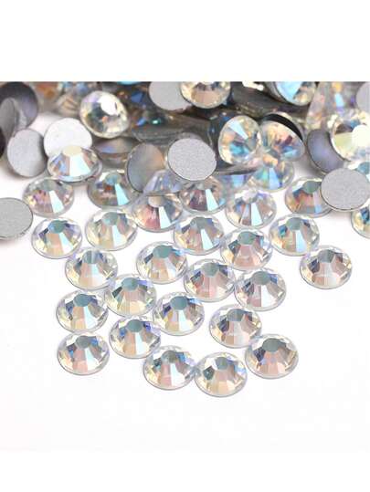 彩色玻璃平底钻，郭友国际A级钻石，水晶彩色圆形镶嵌钻石，DIY手工珠宝配件，美甲镶嵌钻石