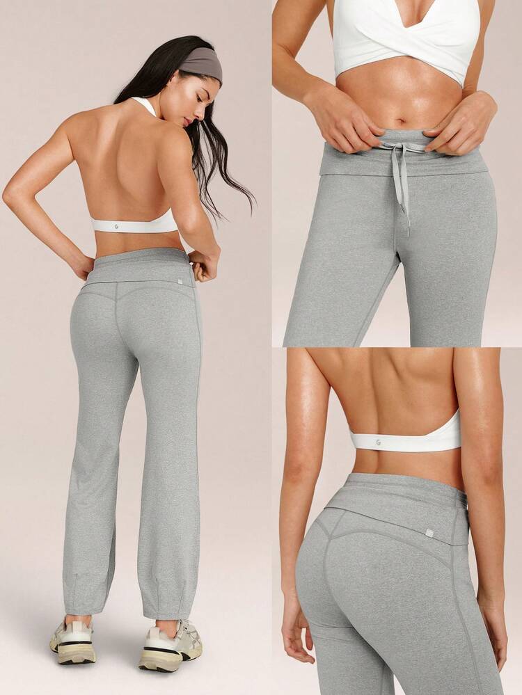 CloudKnit Move & Glow Stretchy Soft Lightweight Adjustable Drawstring Waist Side Slip Pockets Foldover Waist Flare Leggings Daily Casual Street Wear