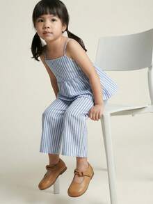 Maija Kids 女童蓝白条纹编织吊带背心和裤子休闲可爱套装 - 藍白色 - 查看 9