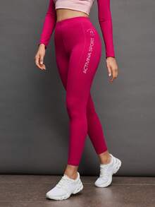 Activina Women's Fitted Casual Breathable Letter Print Equestrian Outfit - Hot Pink - View 6