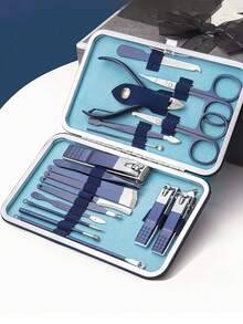 Manicure And Pedicure Set, Nail Clipper Set, Nail Clipper Set, Ingrown Nail Treatment Set, Nail Scissors Set, Nail Trimmer Set, Men's And Women's Care And Grooming Tools - Blue - View 9
