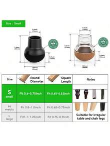 16pcs Chair Leg Floor Protectors For Hardwood Floors With Felt Pads Covers To Protect Wood Furniture Leg Feet Cup Silicone Caps Furniture Leg Feet Cups Black - black - View 4