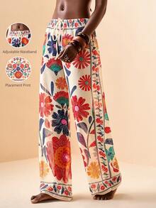 Zivah 2026 Pantalones y cubrecosturas de mujer con estampado de ubicación casual de resort, nueva colección primavera/verano - Rojo - Ver 9