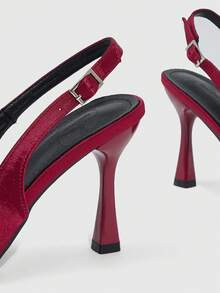 CUCCOO SZL Women's Pointed Toe Buckle Strap High Heel Sandals, Suitable For Office Wear, Autumn/Winter - Burgundy - View 5