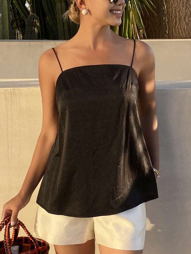 Women's Solid Color Fitted Camisole Elegant Summer Vacation Top