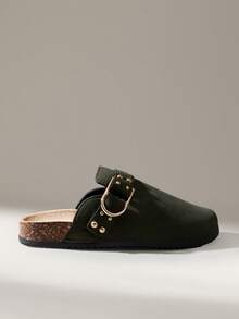 Solecia 女士搭扣设计休闲一脚蹬穆勒鞋 - 墨綠色 - 查看 1