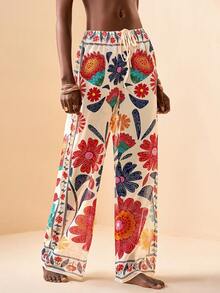 Zivah 2026 Pantalones y cubrecosturas de mujer con estampado de ubicación casual de resort, nueva colección primavera/verano - Rojo - Ver 8
