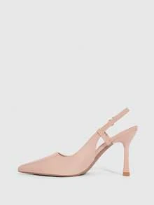 CUCCOO SZL Pantofi de damă cu toc înalt, subțire, cu toc înalt, culoare caisă, Slingback, pentru femei, pantofi cu toc înalt, simpli și eleganți, la modă, sexy, pentru petreceri și banchete, pantofi cu toc înalt pentru femei - Cais în oglindă - Vizualizare 4